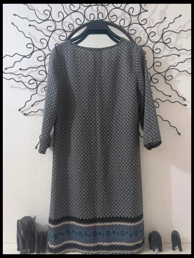 Camille de Paris Vloeiende Jurk met Geometrische Print Zwart en Grijs - Maat 36 S’ ne – photo 4